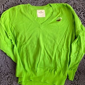 Hollister Green Sweater V neck Large